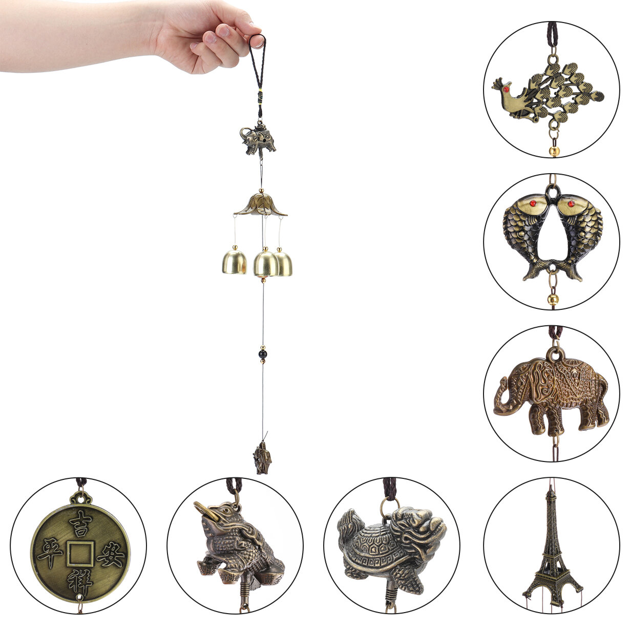 Koperen Lucky Feng Shui Windgong Hangende Bell Jingle Doorative Hanger Charm