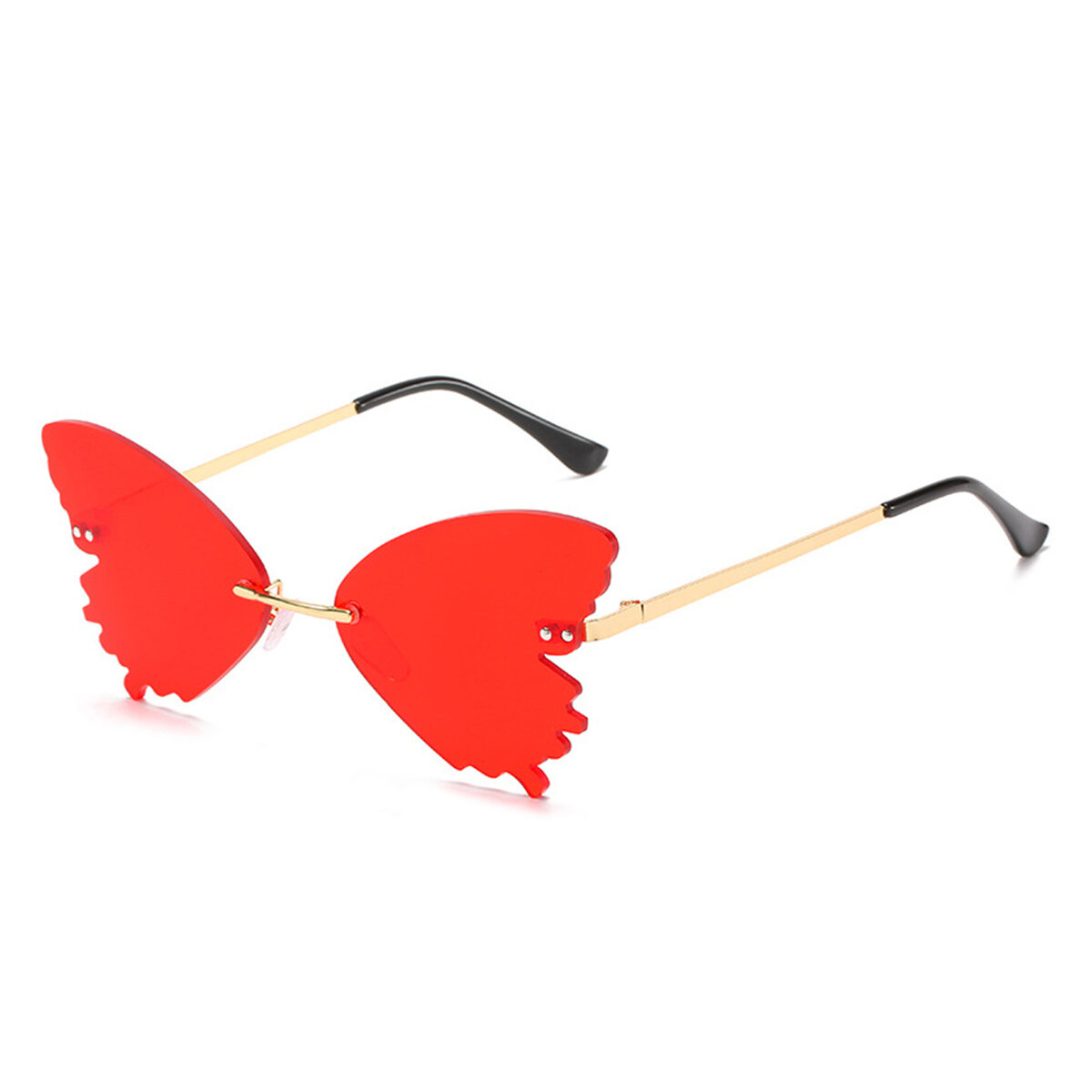 Women Metal Sunglasses Butterfly Shape AC Lens Rimless Shades UV400 Eye Glasses