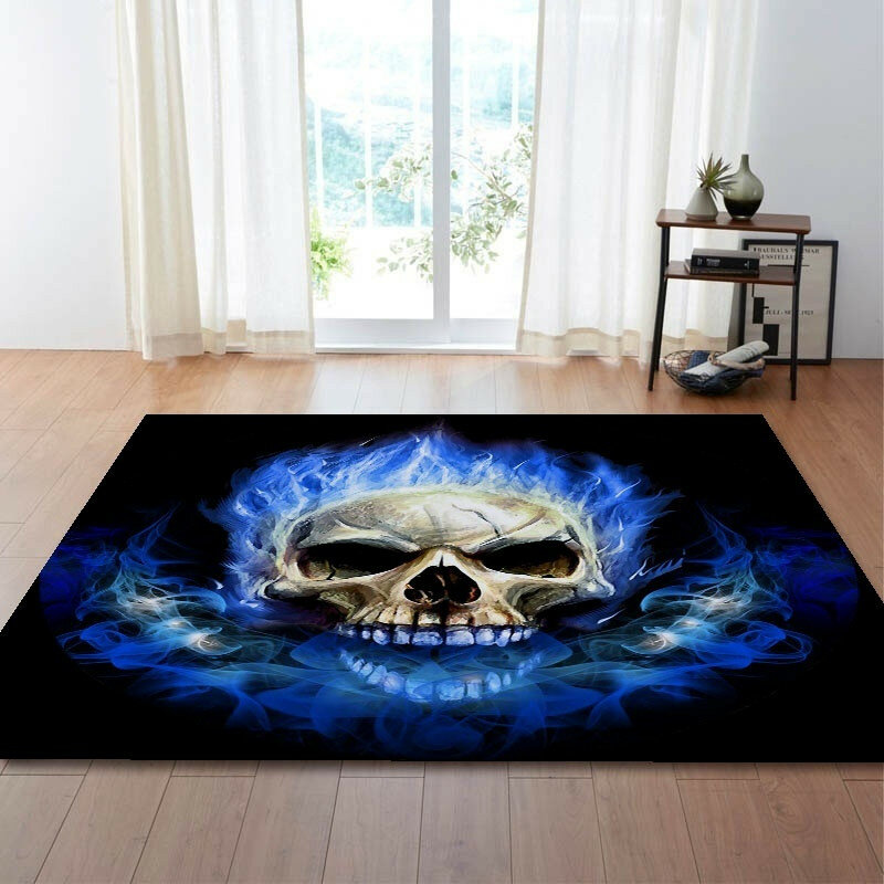 Bakeey Blue Fire Flame Skull - Tapijt 40x60 / 80x120 / 100x100 / 80x160 / 100x120cm
