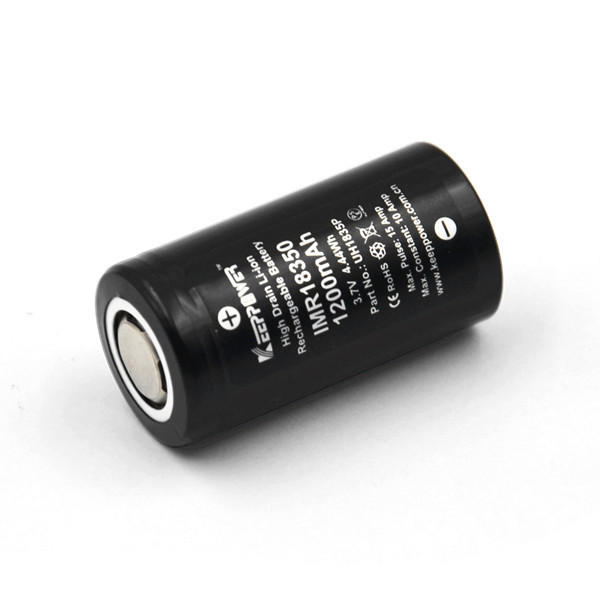1Pcs Keeppower 18350 Batterij IMR18350 10A Ontlading 1200mAh UH1835P Onbeschermde oplaadbare Li-ion 