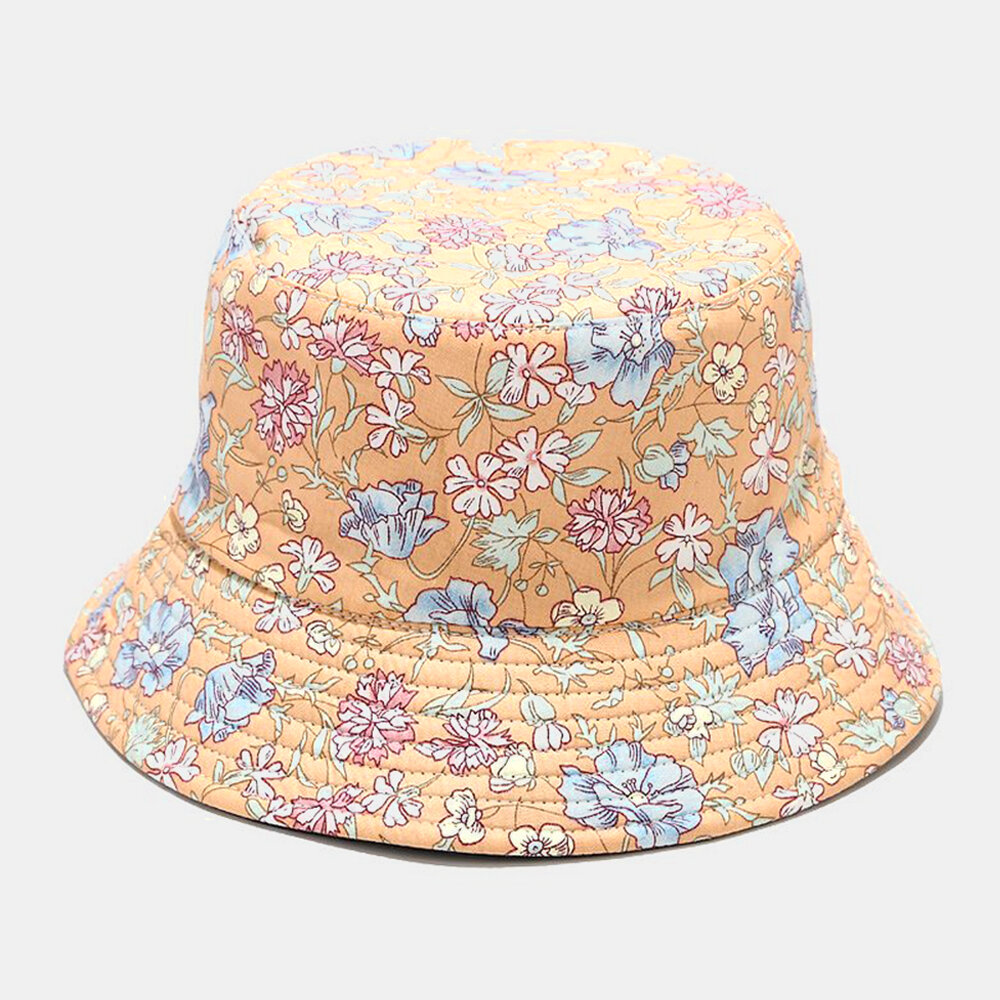 Dames Dubbelzijdig Zomer UV Bescherming Bloemmotief Casual Outdoor Zonnehoed Bucket Hat