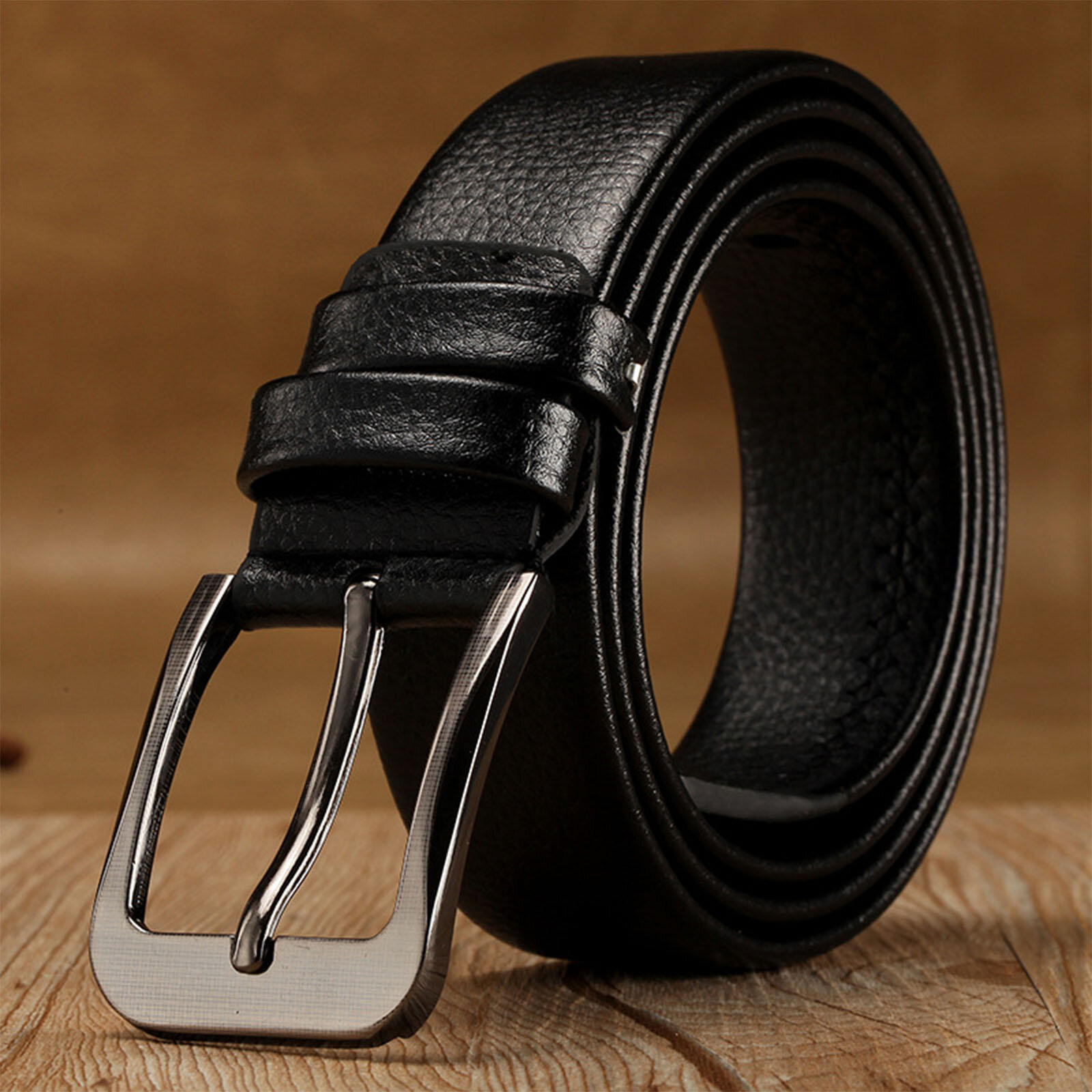 JASSY 120cm Men's Business Casual PU Leather Pin Buckle Covered Belt