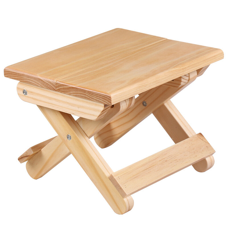 

Folding Small Stool Portable Household Solid Wood Maza Chair Small Bench Square Stool 19*24*17.8cm