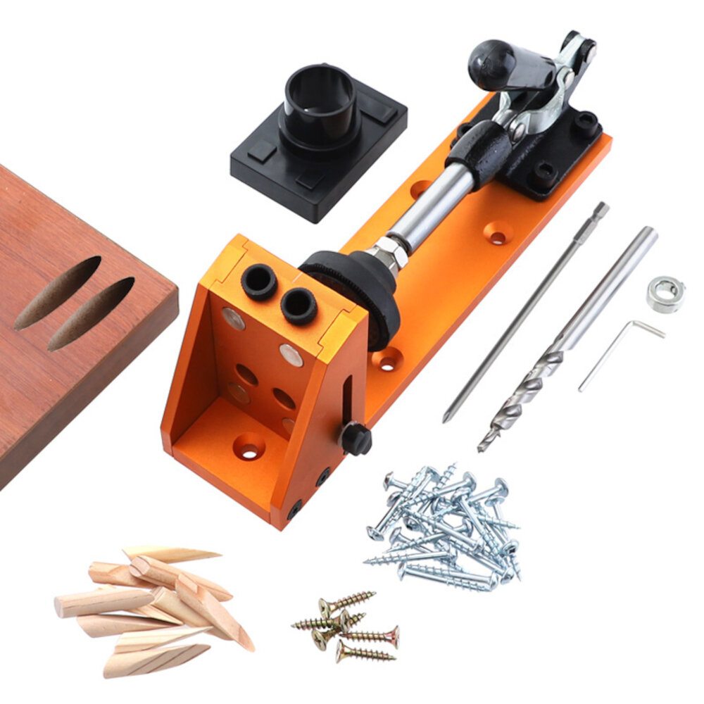 

Pocket Hole Jig System 9.5mm Dowel Jig Aluminum Alloy Hole Drill Guide With Quick Fixed Clamp Base For Drilling Woodwork