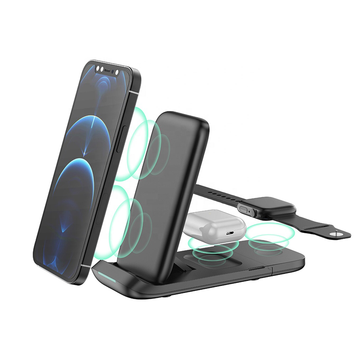 Bakeey HS-V8 Folding 3-in-1 Wireless Charger 15W Fast Charging Vertical Stand For iPhone 13 Pro Max 