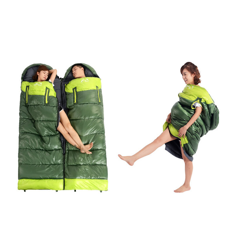 WIND TOUR Adults Spliceable 1.5KG Cotton Sleeping Bags Outdoor Sports Thicken Hiking Camping Warm Sleeping Bag