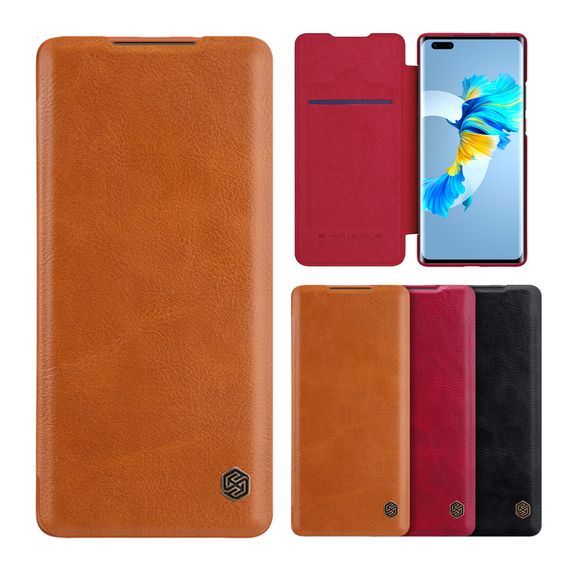 

Nillkin for Huawei Mate 40 Pro+ Case Bumper Flip Shockproof with Card Slot PU Leather Full Cover Protective Case