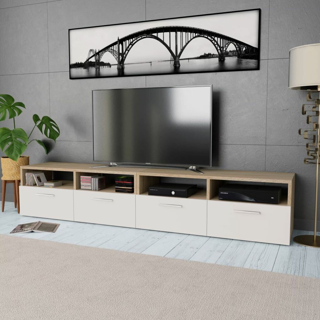

TV Cabinets 2 pcs Chipboard 37.4x13.8"x14.2" Oak and White