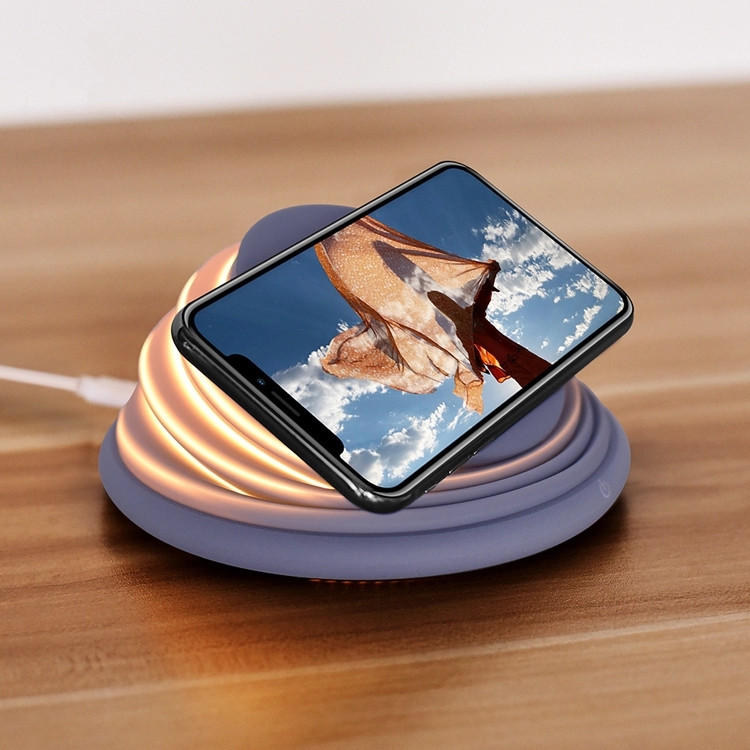 Bakeey Colorful SamsungのLEDムードフラッシングライトワイヤレス充電器S8 S9 Note 8〜iPhone 8 X