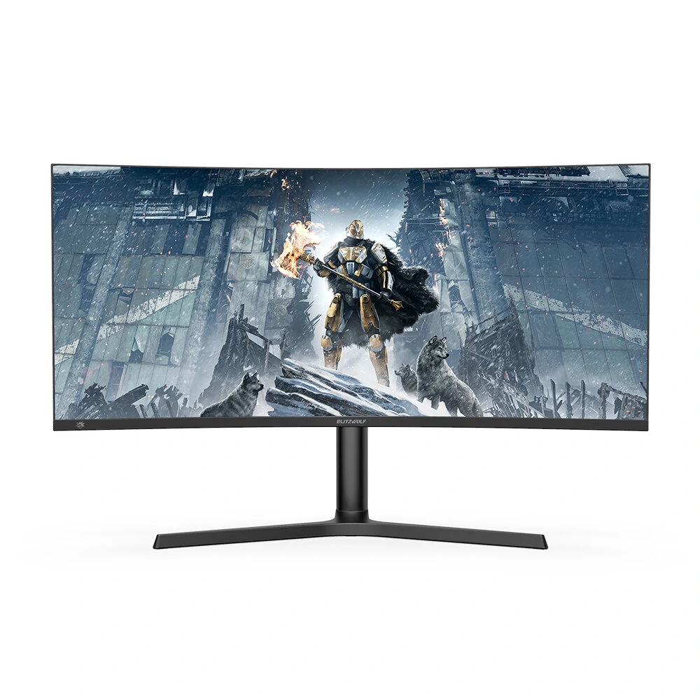 BlitzWolfR BW-GM3 34-Inch Curved Gaming Monitor 165Hz WQHD 3440 x 1440 Resolution 300 cd/?u 1500R Curvature 21:9 Bring-Fish-Screen 120% sRGB Color Home Office Gaming Monitor