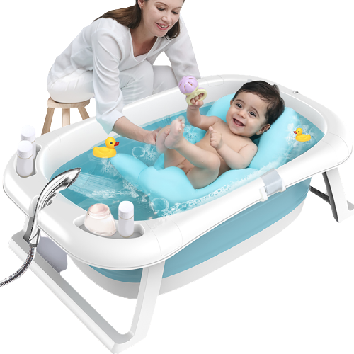 33 Inch Baby Washing Bathtub with Smart Thermometer Portable Shower Basin Baby Tubs Collapsible Bathtub