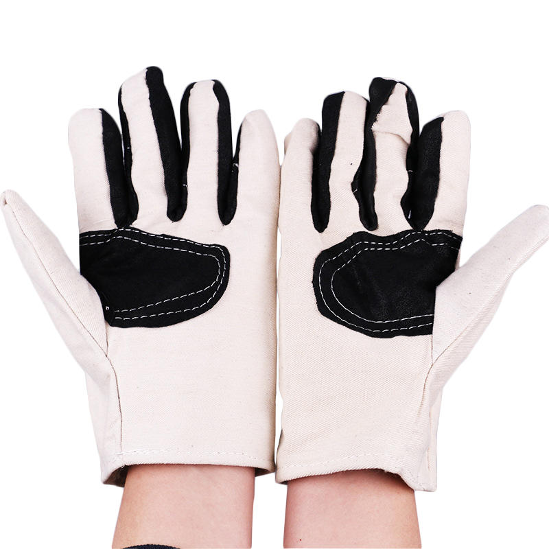 KALOAD 1 Pair Double Layer Thicken Canvas Work Welding Gloves Wearproof Non-slip Security Labor Protection Gloves