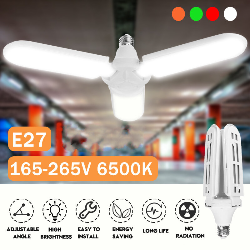 AC165-265V 45W E27 3 Blade LED Garage Light Vervormbare Plafondlamp Armatuur Werkplaatslamp