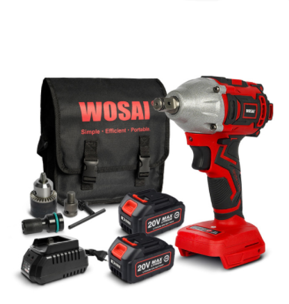 WOSAI 20V Cordless Brushless Electric Wrench Impact Wrench Socket Wrench 320N.m Li-ion Battery Hand Drill Installation