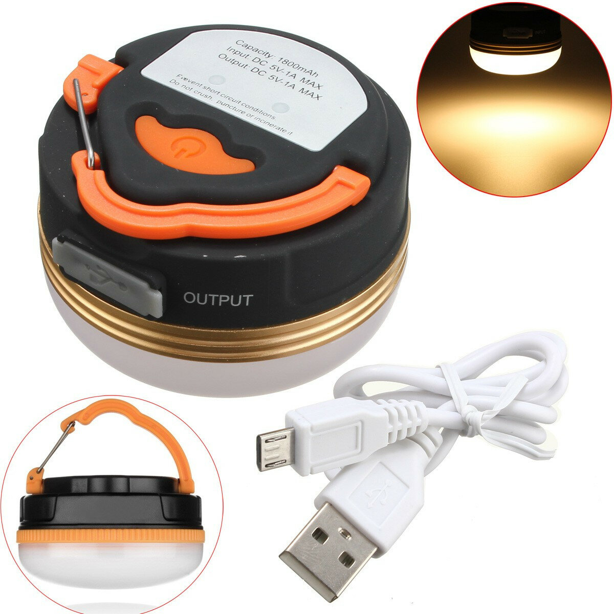 Brightness USB Rechargeable Camping Lights Tent Light 3 Modes Warm White Atmosphere Magnetic Work Lamp