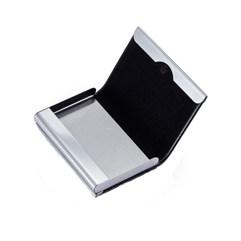 IPRee® Aluminum Alloy Metal Card Holder PU Leather Credit Card Case ID Card Storage Box