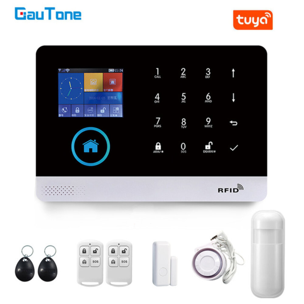 GauTone PG103 Alarmsysteem voor Inbraakbeveiliging 433 MHz WiFi GSM Alarm Draadloze Tuya Smart House