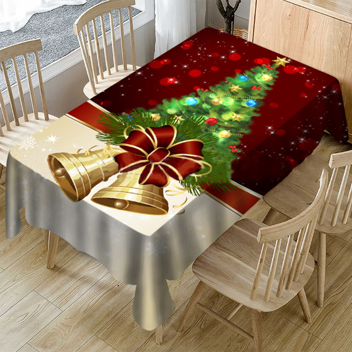عيد الميلاد الجدول القماش غطاء كرسي 3D طباعة مستطيلة الغبار غطاء الطاولة غطاء مقعد كرسي حامي الغلاف لحفلات الزفاف ولائم