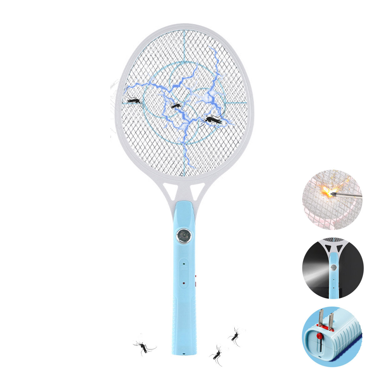 Racket điện LED sạc lại để đuổi muỗi ở nhà, cắm trại và du lịch