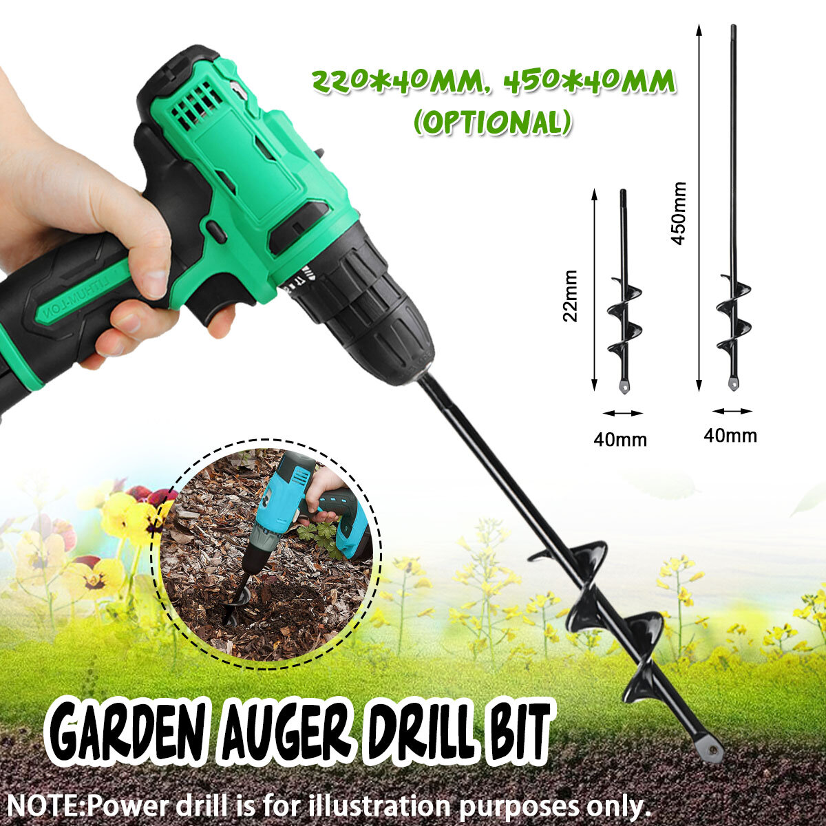 Hot Sale New Planter Garden Auger Hole Digger Drill Bit Attachment 40220mm/40x450mm 4×45cm 