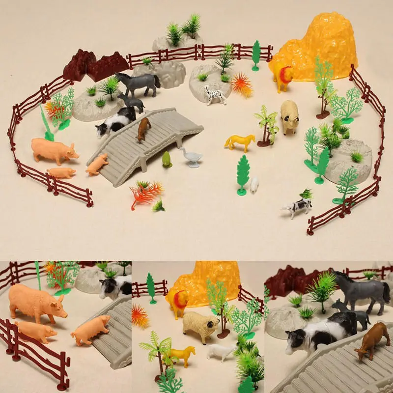 Yc 666e-99 100pcs farm pig duck horse sheep model diy scene toy