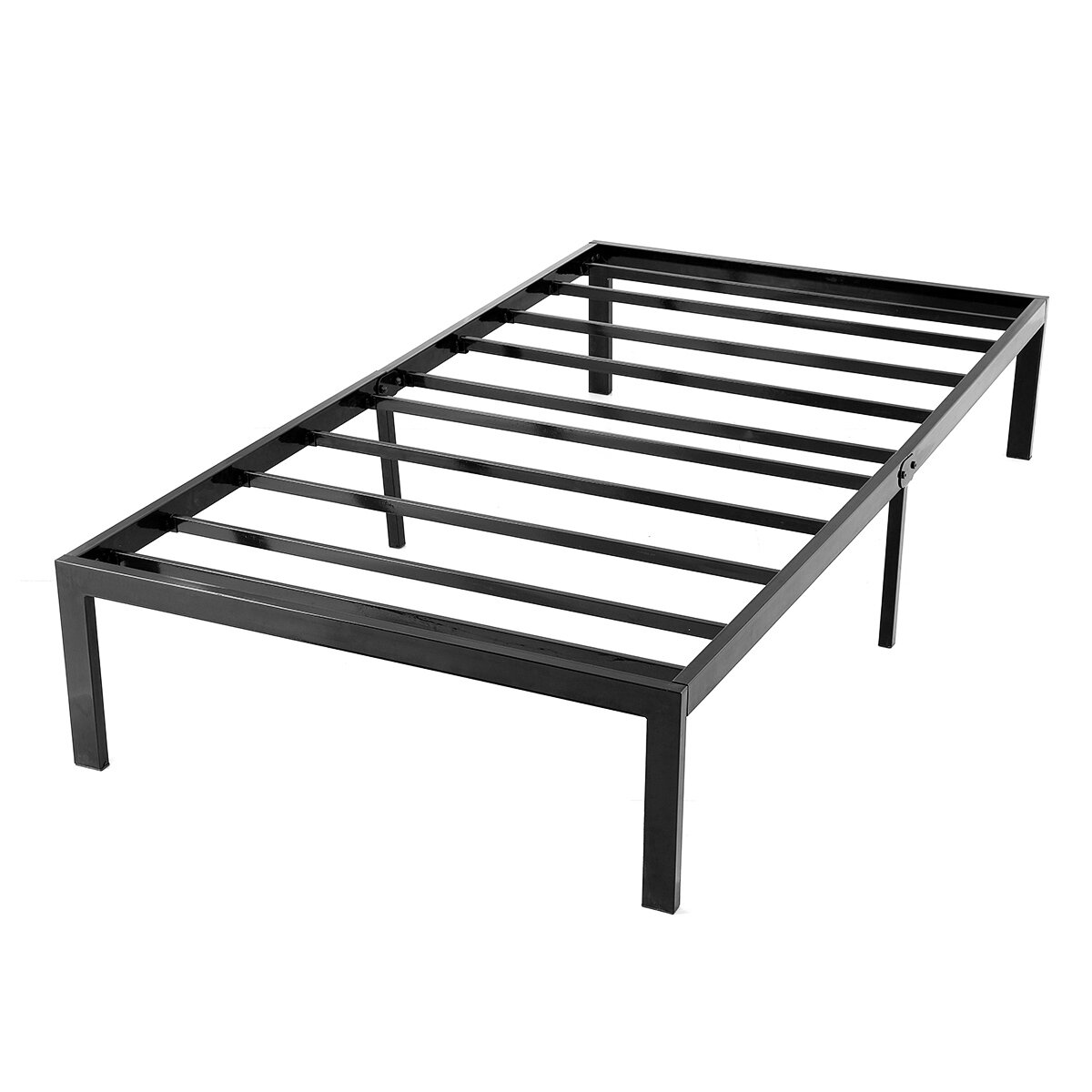 Lusimo Twin Size 14 Inch Bed Frame Heavy Duty Steel Slat Anti-slip Support Easy Assembly Maximum Storage Noise Free
