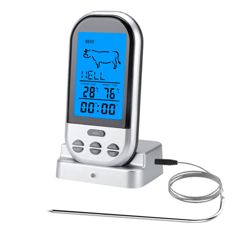 

AGSIVO TS-BN52 Digital Meat Food Thermometer Instant Read Food Thermometer Timer Alarm for Cooking / Grilling / BBQ