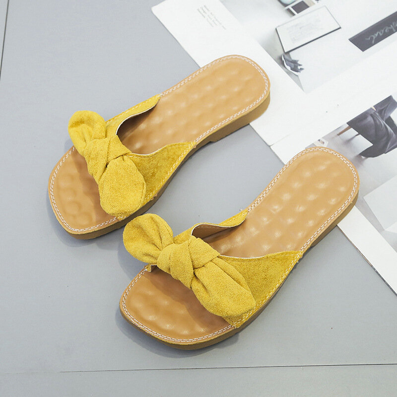 Women Butteryfly Knot Soft Bottom Flats Chic Slide Sandals