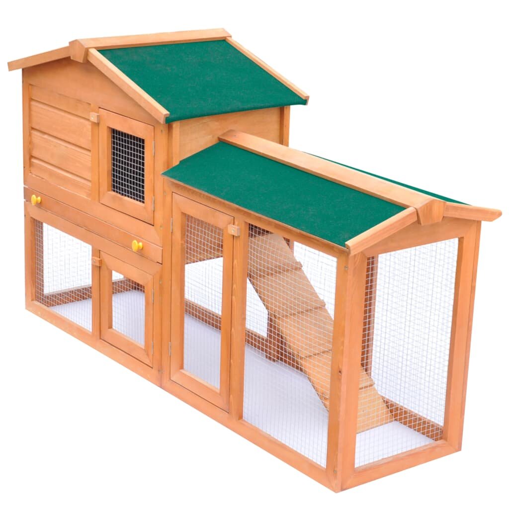 [EU Direct] 170162 vidaXL Outdoor Rabbit Hutch Small Animal House Pet Cage Wood Pet Supplies Rabbit House Pet Home Puppy
