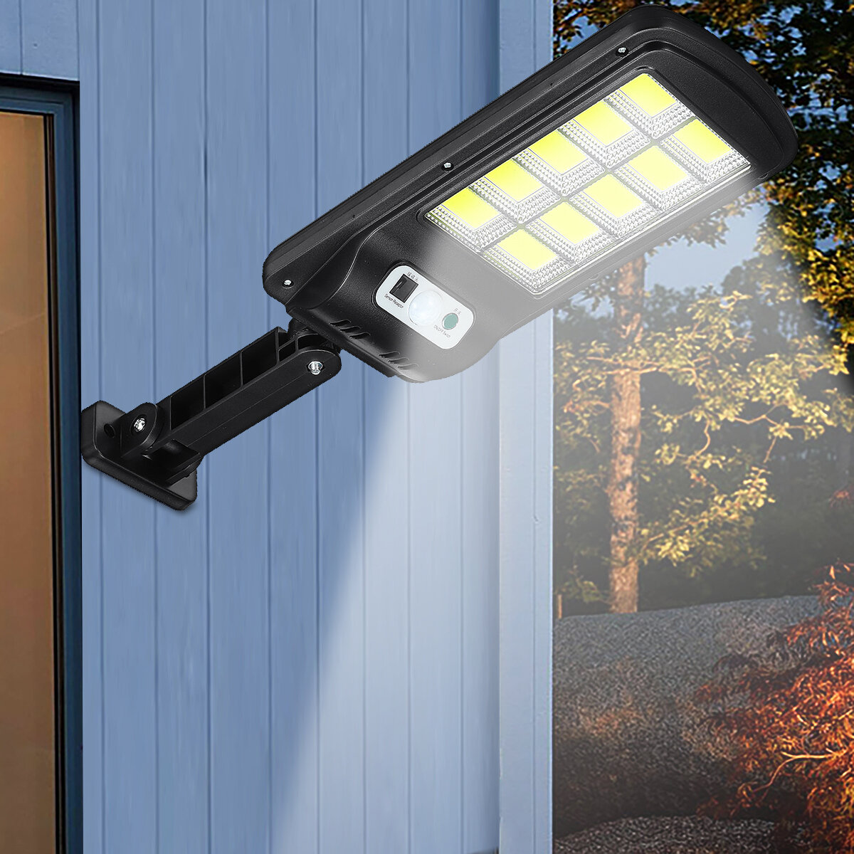 10/12 COB LED Solar Wandlamp Tuin Beveiliging Straatlantaarn PIR Bewegingssensor Afstandsbediening