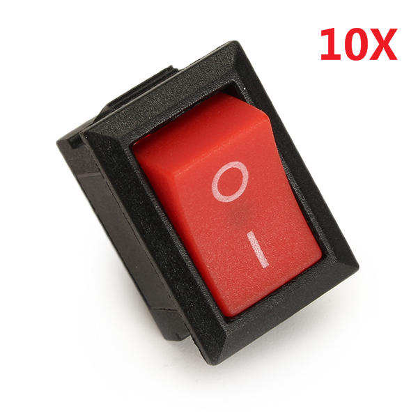 Wendao KCD-101 250V 6A Copper Boat Rocker Switch 2-Pin Plastic Button ON/Off SPST 10pcs