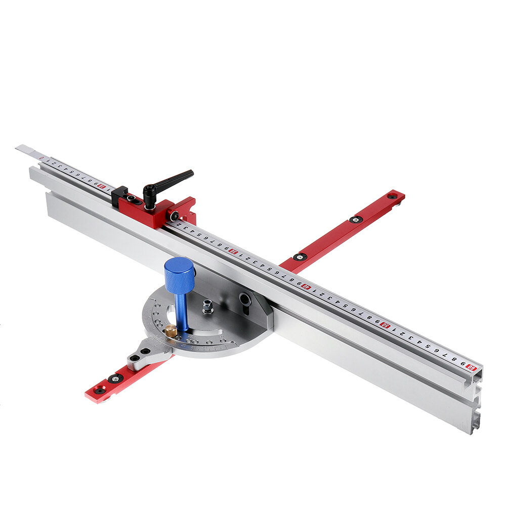 Woodworking 450mm 0-90 Degree Angle Miter Gauge System with 600/800mm Aluminum Alloy Fence and Stop Sawing Assembly Rule