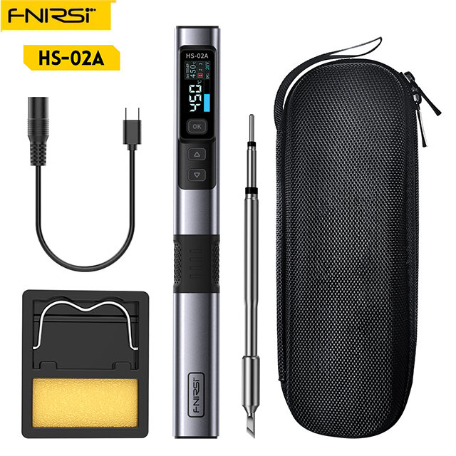 

FNIRSI HS-02 Smart Soldering Iron High-Power 100W with Quick Charging PD/QC Protocol Wide Temperature Range 180-842°F Fe