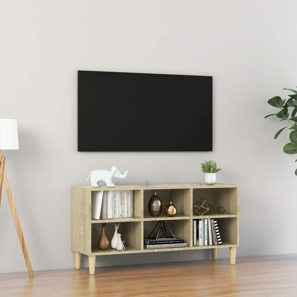 Tv-meubel met massief houten poten Sonoma Oak 40,7"x11,8"x19,7"