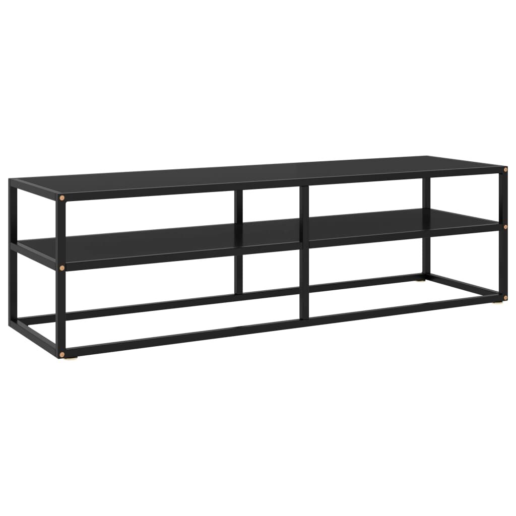 TV Cabinet Black with Glass 55.1