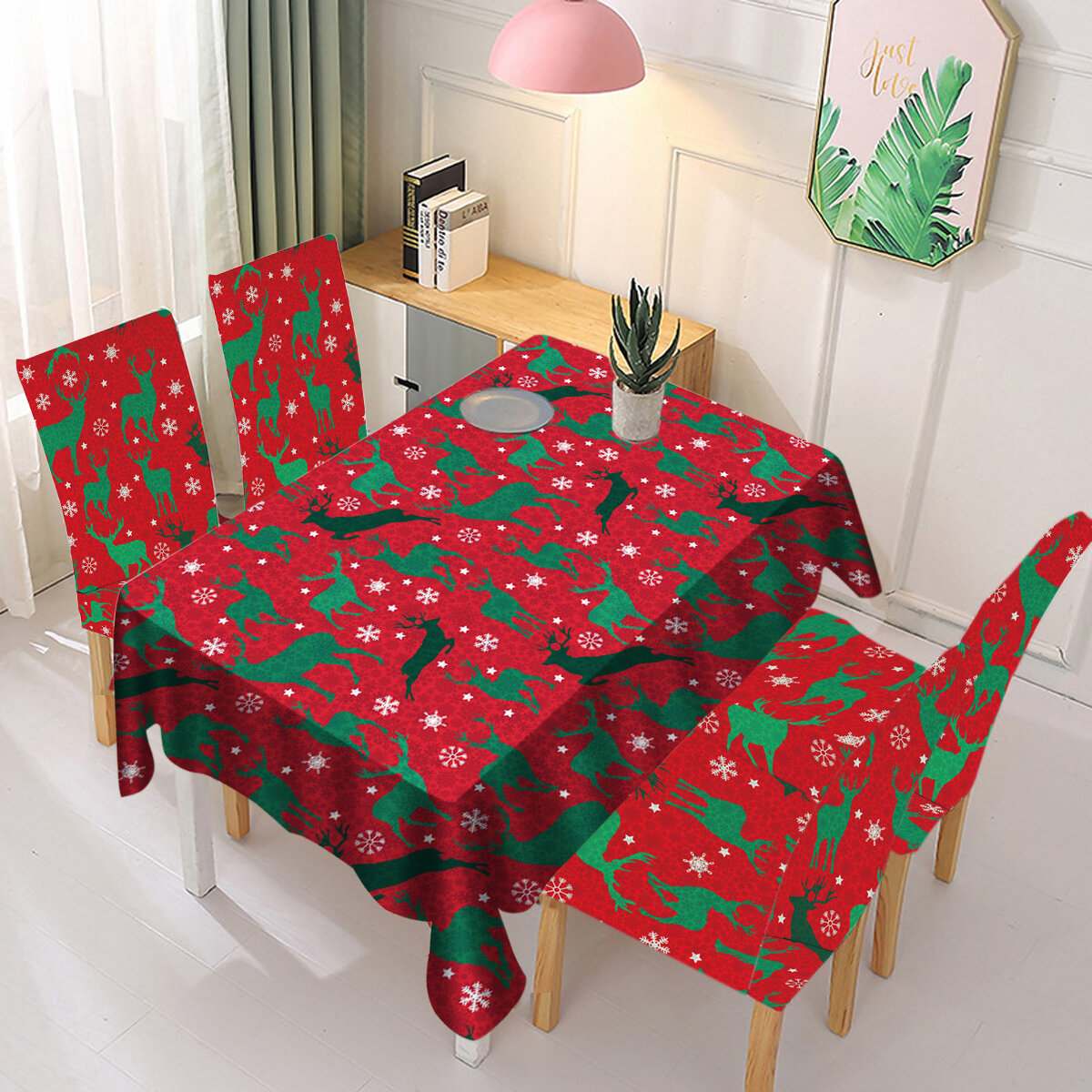2020 Navidad Poliéster Mantel Cubierta de la silla Mantel rectangular Comedor de Navidad Cubierta de mesa a prueba de po