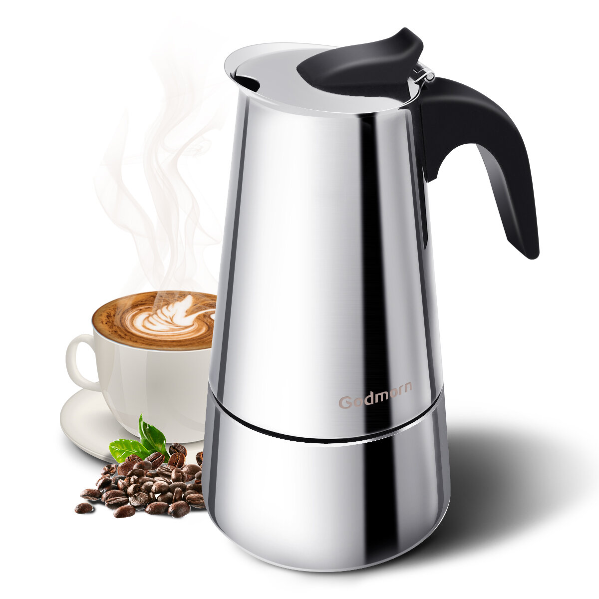 

Godmorn Stovetop Espresso Maker, Moka Pot, Percolator Italian Coffee Maker, 300ml/10oz/6 cup (espresso cup=50ml), Classi