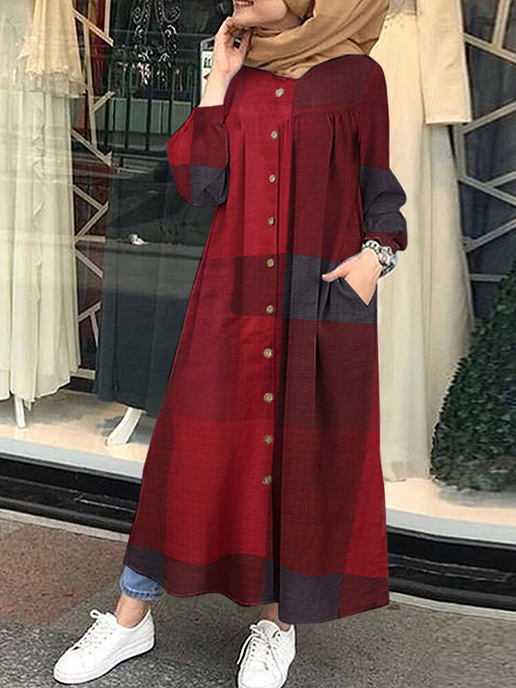 

Кафтан-туника макси с сеткой и принтом спереди на пуговицах Макси Платье с боковыми карманами