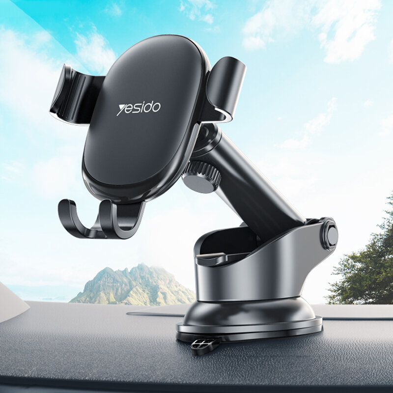 

Yesido C120 Telescopic Extended Arm Gravity Sensor Lock Car Suction Cup Dashboard/ Windshield/ Air Vent Bracket Mobile P