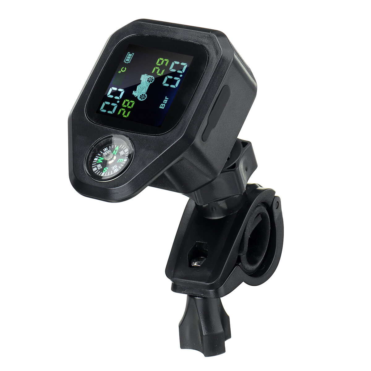 Мотоцикл Compass TPMS LCD Дисплей Водонепроницаемы Система контроля давления в шинах Направление 2шт. Датчик Контроль да