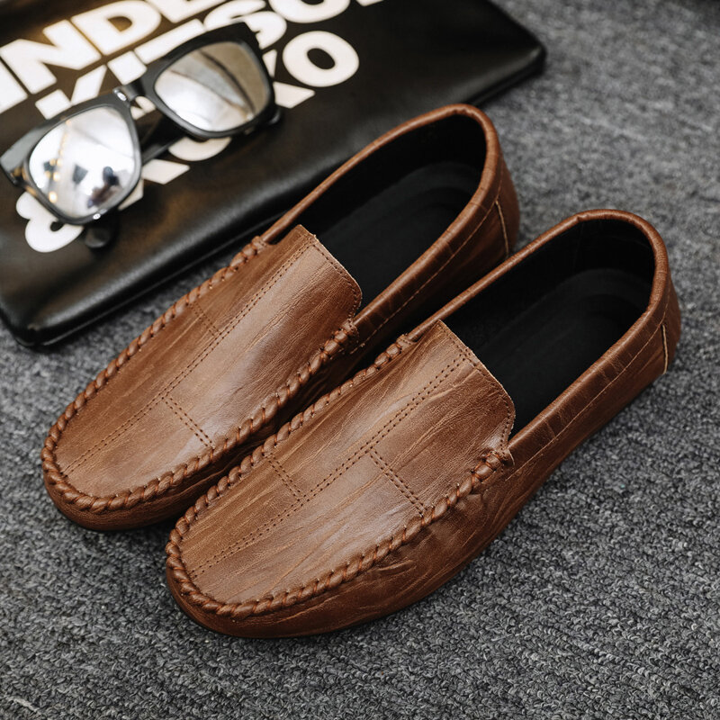 Men Microfiber Breathable Soft Sole Slip On Comfy Driving Casual Boat Shoes