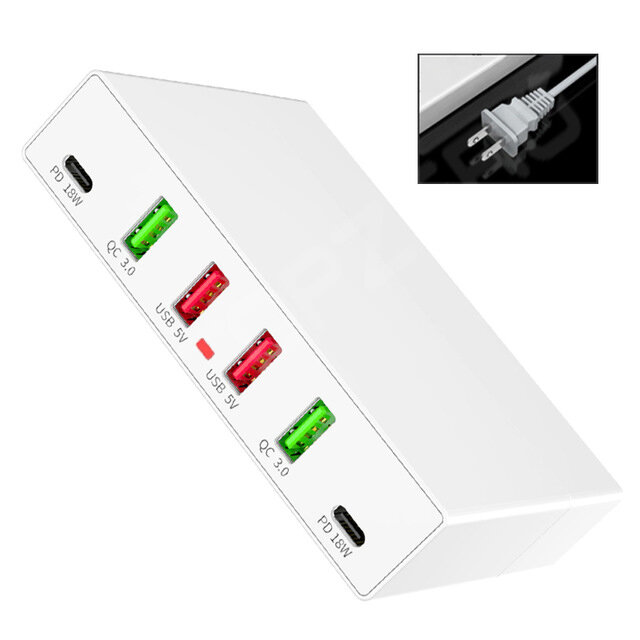 

Bakeey 72W 6 Ports QC3.0 PD3.0 USB Charger Dual 2 PD Ports Adapter Hub Charger for iPhone 12 Pro Max POCO X3 NFC for Sam
