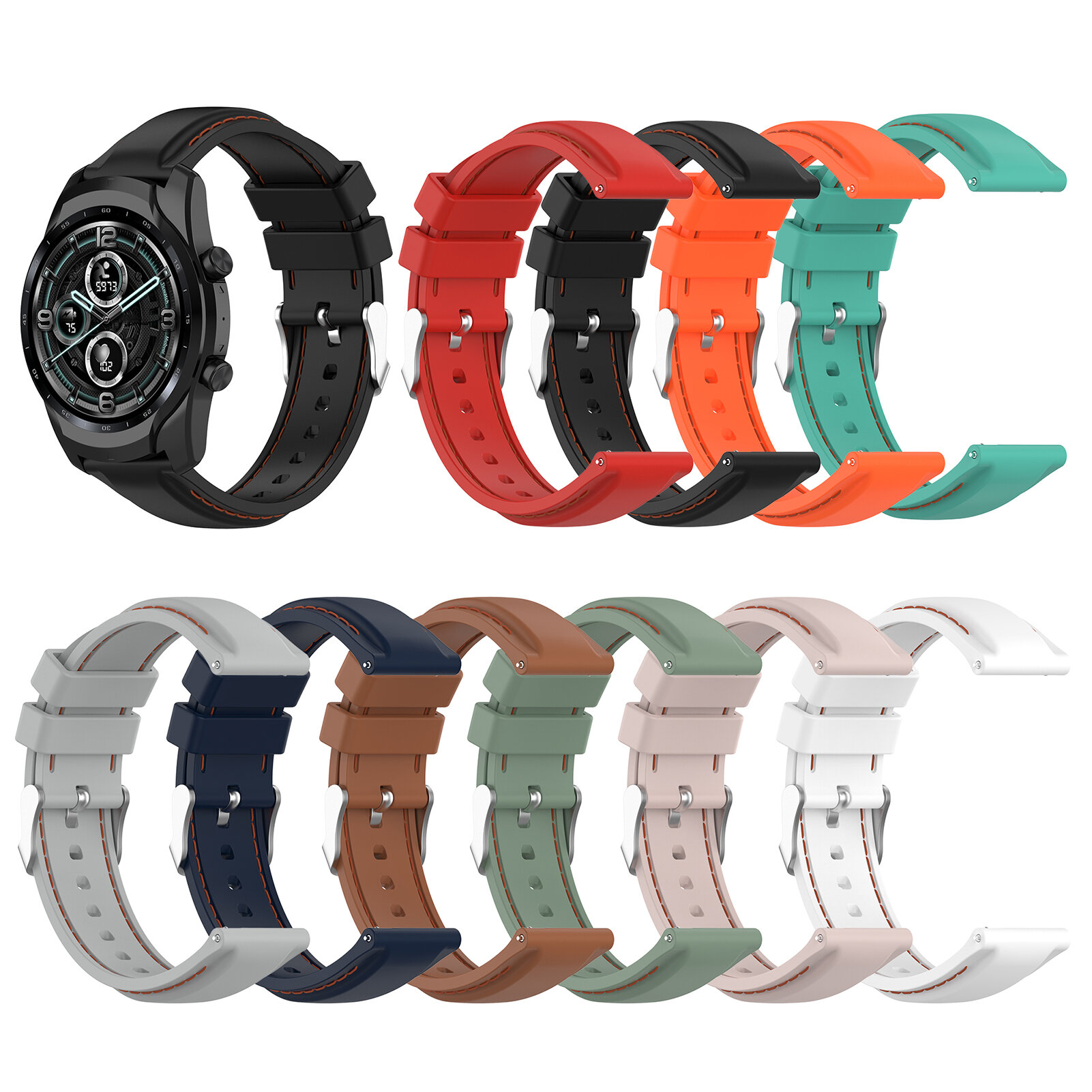 22mm Soft Siliconen Horlogebandje Band Vervanging Sport Armband Horlogeband Voor Ticwatch Pro3 / LTE