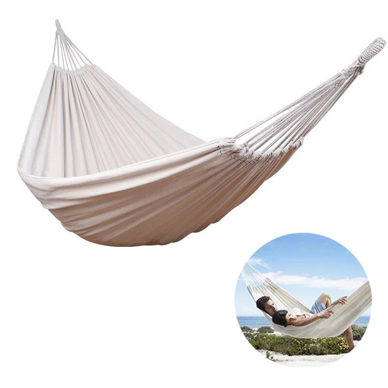 Double Person Max Load 120kg Cotton Hammock Camping Garden Beach Travel Swing Hanging Chair Max Load 120kg