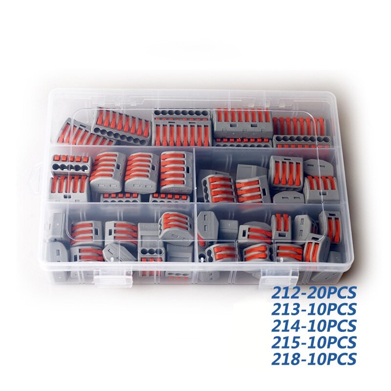 

HORD® 60Pcs 2/3/4/5/8 Holes Fast Terminal Block Wire Connector with Plastic Box