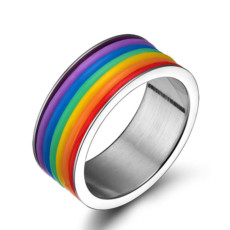 Mode RVS Vinger Ring Rainbow Silicone Ring voor Vrouwen Mannen LGBT Band Unisex Sieraden