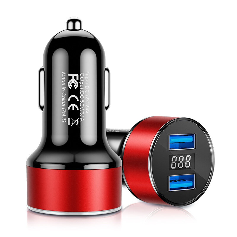 

Bakeey LED Display Dual USB 3.1A Mini Car Charger for Samsung Galaxy S21 Note S20 ultra Huawei Mate40 P50 OnePlus 9 Pro