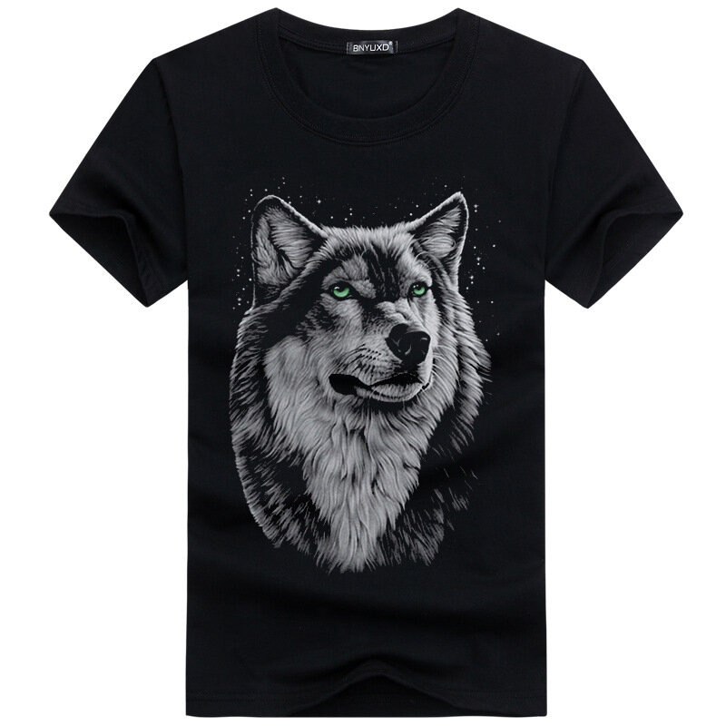 Image of Sommer 3D-Druck Wolfskopf Kurzarm-T-Shirt Mnnlich Youth Tide Halbrmeliges T-Shirt Outdoor-Sportbekleidung