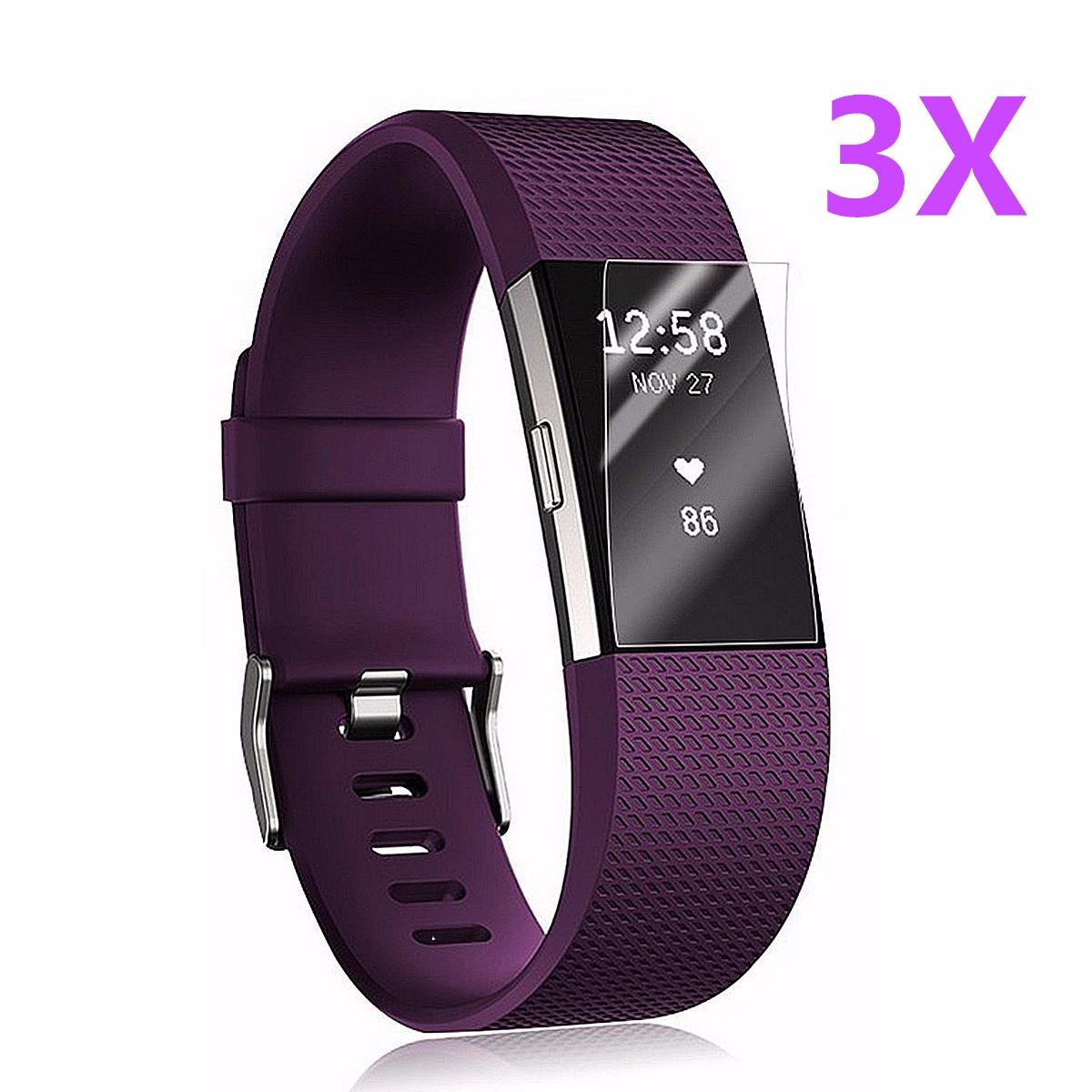 3x Anti-Scratch Clear HD Screen Protector Films Shield Guard voor Fitbit Charge 2
