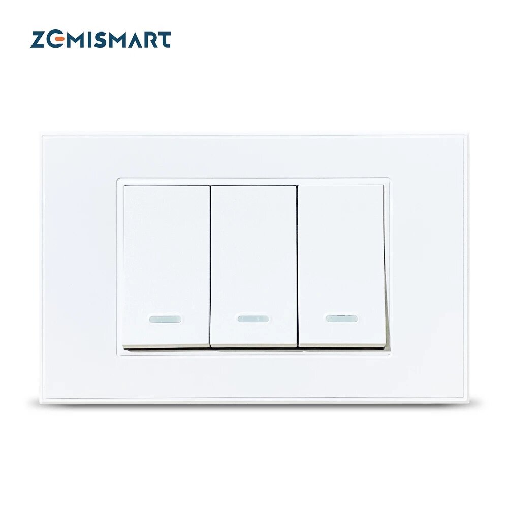 Zemismart 220-240V Smart Tuya ZB No Neutral Push Button Switch 1/2/3 Gangs Smart Life Smartthings Ap